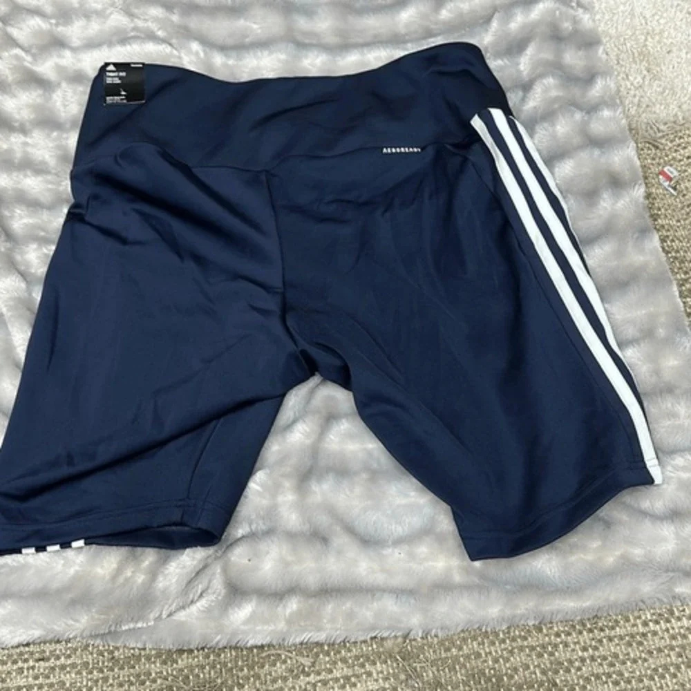 Adidas Womens Plus Size High-Rise Short Sport Biker Shorts Navy Size 2X